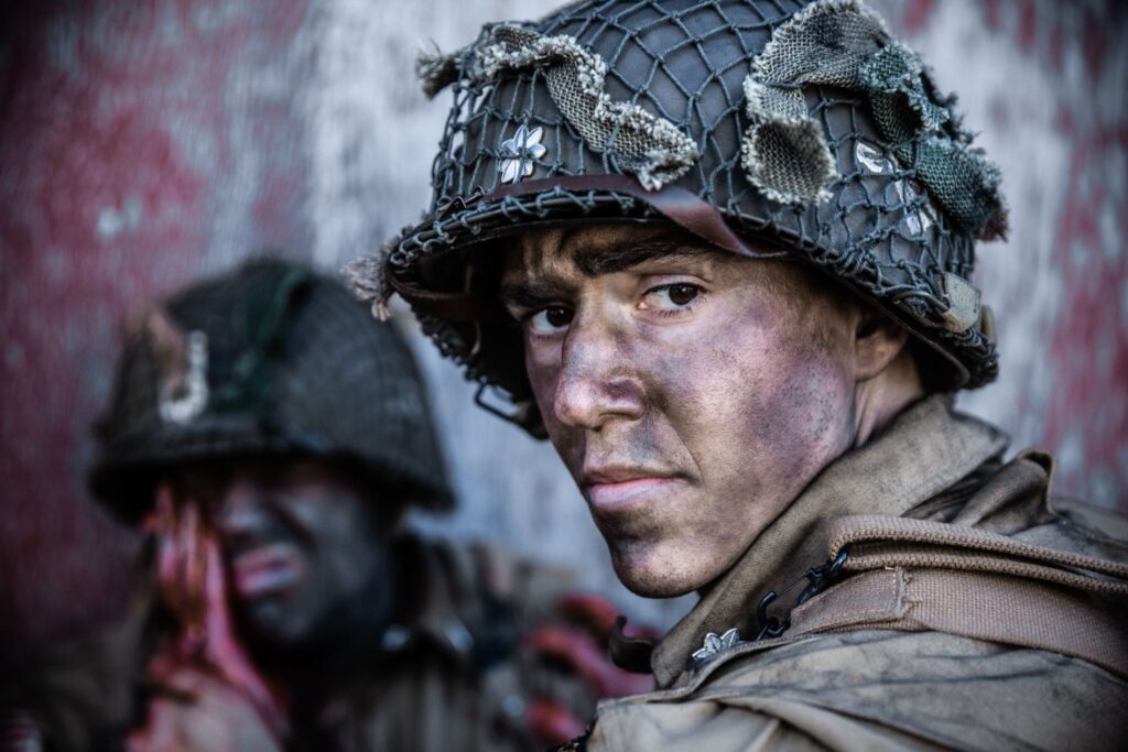 Lieutenant Colonel Robert Cole tends to wounded soldiers in the Courtyard. (Dramatic Recreation) Zachery Fiorido