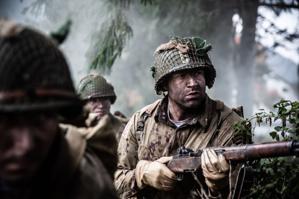 Lieutenant Provost and 502nd troopers advance towards the German machine gun nest. (Dramatic Recreation) Gavin Marck